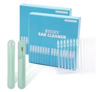 BORISCA 48 Pcs Reusable Earwax Removal Adhesive Swabs with 2 Double-Ended Silicone Ear Spoons, Washable Self Sticky Ear Cleaner, Professional Sticky Ear Swab for Adults Kids Home Use