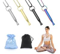 BORISCA 4pcs Anti Anxiety Breathing Necklace Mindful Stress Relief Quit Anxiety Necklace Anapana Anxieties Relief Necklaces Stop Anxious Meditation Gift for Women Men with 2 Storage Bags