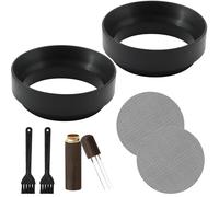 BORISCA 7 Pcs Magnetic Espresso Dosing Funnel with Filter, Brush, Cloth Powder Needle, Black Aluminum Alloy 58mm Espresso Dosing Funnel, Portafilter 58mm for Barista, Home, Cafe