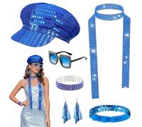 BORISCA 7PCS Disco Accessories for Women Sparkly 70s Accessories for Women