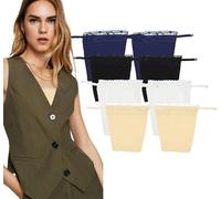 BORISCA 8 Pcs Lace Clip-on Mock Camisole Bra, Soft Breathable Clip on Camisole Inserts, Anti Peep Privacy Lace Inserts for Low Cut Tops, Lady Clip-on Mock Camisole Bra Insert for Low Cut Dress