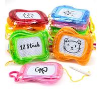 BORISCA Pack of 12 Mini Painting Boards, Magic Board, Party Bags, Mini Colouring Board, Key Chain, Mini Doodle Board for Education, Learning
