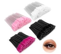 BORISCA Pack of 400 Disposable Eyelash Brushes, 100 Eyelash Brushes Pink + 100 Eyelash Brushes White + 100 Eyelash Brushes Black + 100 Eyelash Brush Pink, Brush for Eyelash Extension and Care