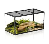 BORISI 4x2x2ft Reptile Vivarium 120x62x62cm, Large Bearded Dragon Vivarium with Sliding Clear Doors & Mesh Top, Escape-Proof Snake Tank Gecko Enclosure Lizard Habitat - 120 Gallon Black