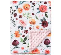 BORITAR Baby Blanket for Girls Super Soft Double Layer Minky with Dotted Backing, Receiving Blanket with Elegant Floral Multicolor Printed Blanket 30 x 40 Inch(75x100cm)