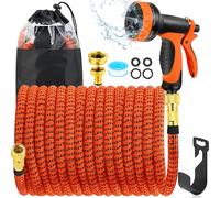 BoriYa Hose Pipe - Upgraded Expandable Garden Hoses 50ft 15m, Stretchy Hosepipe with Spray Gun, Expanding No-Kink Magic Hose with 3/4", 1/2" Fittings, Flexible Water Hos for Garden,Pet & Car Cleaing