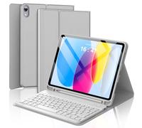 BORIYUAN for iPad 10th Generation Case with Keyboard 10.9 inch/iPad 11th Gen (A16, 2025) - Magnetic Wireless Detachable Keyboard Cover with Pencil Holder (Light Grey)