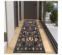 BORKOY Black Floral Vintage Runner, Non Slip Washable Long Carpet for Hallways, Durable Entrance Mat Long 40x60cm, Kitchen Runner Rug, Anti-slip Backing for Bedroom Entryway & Laundry Room