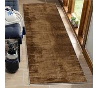 BORKOY Carpet Runner 100x200cm Dark brown Abstract Hallway Runner Rug Non-Slip Washable Kitchen Floor Mat Extra Long Durable Entryway Runner for Living Room Bedroom Laundry Room Corridor