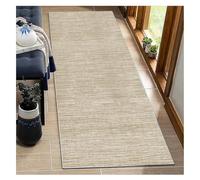 BORKOY Extra Long 60x150cm Solid Beige Runner Rug - Non Slip Kitchen Floor Mat & Hallway Carpet, Heavy Duty Washable Indoor Rug for Corridor, Entryway, Bedroom with Anti-Skid Rubber Backing