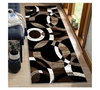 BORKOY Extra Long Hallway Runner Rug 70x200cm，Modern Brown Black Geometric Patterns,7mm Thickness Non Slip Carpet Runners for Corridor Kitchen Entryway, 40cm/50cm/60cm/70cm/80cm/100cm/120cm Wide