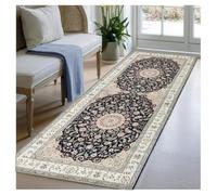BORKOY Extra Long Non Slip Washable Carpet Runner Vintage Black Grey Runner Rugs for Hallway 40x60cm for Kitchen Long Hall Runners for Entryway Laundry Bathroom Soft Boho Geometric Pattern