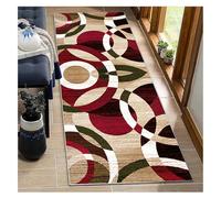 BORKOY Hallway Runner Rugs Carpet red and brow Geometry Washable Non Slip Kitchen Hall Long Door Mat Rug 50x300cm,Width 40cm 50cm 60cm 70cm 80cm 90cm 100cm 120cm