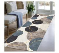 BORKOY Long Runner Rug for Hallway 120x300cm/47x118in Blue Beige Modern Geometric Non Slip Machine Washable Soft Low Pile Carpet Runners for Entryway Kitchen Bedroom Living Room Laundry