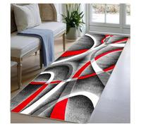 BORKOY Machine Washable Runner Rug 120x300cm/47x118in Black White Red Modern Geometric Non Slip Soft Low Pile Long Hall Carpet Runners for Hallway Entryway Kitchen Bedroom Living Room Laundry