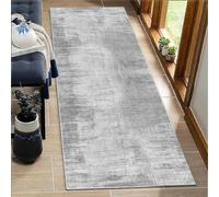 BORKOY Non-Slip Abstract Light gray Runner Rug 70x150cm - Extra Long Washable Hallway Carpet Kitchen Floor Mat for Entryway Corridor Living Room Bedroom Indoor Outdoor