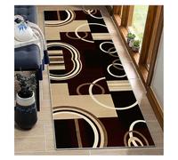 BORKOY Non-Slip Washable Carpet Runner Rug for Hallway, Kitchen, Bedroom,60x500cm, Brown & Black Geometric Design, Heavy Duty Long Rug for Indoor Outdoor Use, Customizable Width 40-120 cm