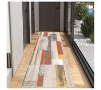BORKOY Orange & Beige Geometric Modern Hallway Runner Rug, Heavy Duty Kitchen Carpet 40x180cm, Non-Slip Washable Floor Mat for Entryway, Corridor, Bedroom & Durable Indoor/Outdoor Use