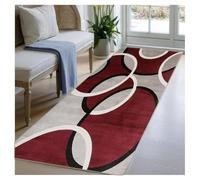 BORKOY Runner Rugs for Hallway 120x300cm Red Beige Modern Geometric Non Slip Machine Washable Soft Low Pile Long Carpet Runners for Entryway Kitchen Bedroom Living Room Laundry Hall Floor Mat