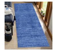 BORKOY Solid Blue Runner Rug - 40x180cm Non Slip Kitchen Carpet & Hallway Floor Mat, Extra Long Washable Runner with Rubber Backing for Entryway, Laundry Room, Corridor, Indoor Anti-Skid Design