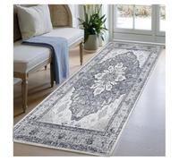 BORKOY Vintage Grey Hallway Runner Rugs 60x250cm Extra Long Non Slip Washable Carpet Runner for Kitchen Long Hall Runners for Entryway Laundry Bathroom Low Pile Boho Distressed Pattern