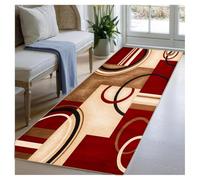 BORKOY Washable Runner Rugs 120x300cm/47x118in Red Brown Modern Geometric Non Slip Soft Low Pile Long Carpet Runner for Hallway Kitchen Entryway Bedroom Living Room Laundry Indoor Floor Rug