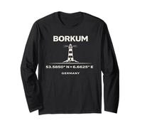 Borkum Germany Lighthouse Coordinates North Sea Island Long Sleeve T-Shirt