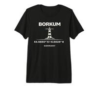 Borkum Germany Lighthouse Coordinates North Sea Island Premium T-Shirt