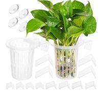 Borlech 2025 New Upgraded Large Aquarium Plant Holder with Hooks and Suction Cups for Fish Tank Aquaponic Plant Cultivation and Aquascape Accessories Decorations (2 PCS) Transparent