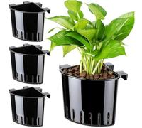 Borlech 2026 Latest Model Large Aquarium Corner Planter Hanging Plant Holder for Fish Tank Aquaponic Plant Cultivation and Aquascape Accessories Decorations (4 Pack) Black