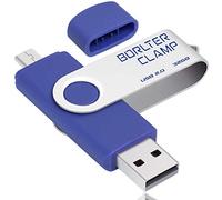 BORLTER CLAMP 32GB Memory Stick Dual USB Flash Drive, OTG Swivel Thumb Drive with Micro USB Drive Port for Android Smartphone Tablet and Computer (Blue)