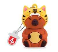 BORLTER CLAMP 32GB USB Stick Cute Flash Drive Capybara (Tiger Hat) Shaped Memory Stick Novelty USB Drive Pendrive Thumb Drive Gift for External Data Storage