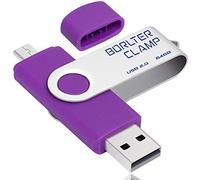 BORLTER CLAMP 64GB Memory Stick Dual USB Flash Drive, OTG Swivel Thumb Drive with Micro USB Drive Port for Android Smartphone Tablet and Computer (Purple)