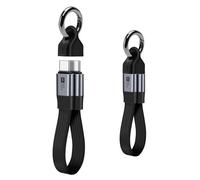 BORLTER CLAMP USB C Cable Short 13cm with Key Fob, USB4 Cable Compatible with Thunderbolt 4 (240W 80Gbps 8K@60Hz), for iPhone 16 15 Pro Max, Macbook, SSD, iPad