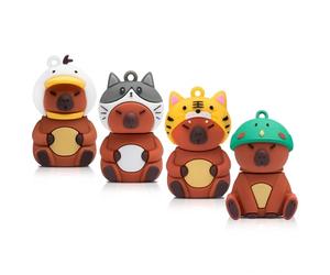 BORLTER CLAMP USB Stick 4Pcs 16GB Cute Flash Drive Capybara Animal Memory Stick Novelty Flash Drive Pendrive Thumb Drive Gift for Students and Children