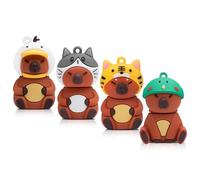 BORLTER CLAMP USB Stick 4Pcs 32GB Cute Flash Drive Capybara Animal Memory Stick Novelty Flash Drive Pendrive Thumb Drive Gift for Students and Children