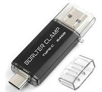 BorlterClamp 64GB Type C USB 3.0 Dual Port Flash Drive USB C OTG Memory Stick for Android Smartphones Samsung Galaxy S9/S8/Note9, LG, Tablets & Computer (Black)