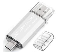 BorlterClamp 64GB Type C USB 3.0 Dual Port Flash Drive USB C OTG Memory Stick for Android Smartphones Samsung Galaxy S9/S8/Note9, LG, Tablets & Computer (Silver)