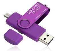 BorlterClamp 64GB USB 3.0 Flash Drive Dual Port Memory Stick, OTG Thumb Drive with Micro USB Drive Port for Android Smartphone Tablet & Computer (Purple)
