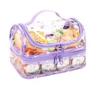 BORMELUN Purple Clear Lunch Bag Tote, Double Plastic Tranaparent Lunchbox for Kids