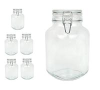 Bormioli Fido glasses with strap closure 6 pieces | Capacity 2 L | Air-tight preservation through the rubber ring and the wire hanger lock