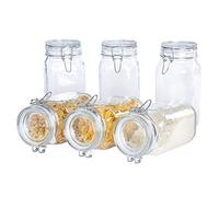 Bormioli Fido Jars with Swing Top, 1.5 L Capacity, Airtight Preserve with Rubber Ring and the Wire Cap Closure, Pack of 6