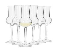 Bormioli Grappa Glass Set of 6 I Capacity 75 ml I Total Height of Glass 16.5 cm I Handle Length 5.8 cm I Classic Grappa Glass for The Famous Italian Drink