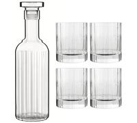 Bormioli Luigi Luigi Bormioli Bach Clear Round Crystal Dishwasher Safe Modern Whisky Glasses Set And Decanter Pack Of 5