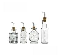 Bormioli Luigi Luigi Bormioli Elixir Clear Rectangular Glass Modern Durable Condiment Bottle Set Pack Of 4