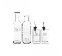 Bormioli Luigi Luigi Bormioli Optima Clear Round Glass Dishwasher Safe Modern Condiment Bottle Set Pack Of 4