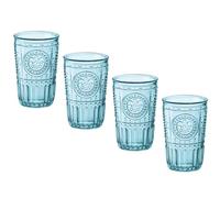 Bormioli Rocco 090789 Romantic Pack of 4 Glasses, Glass, Light Blue, cl 34