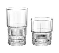 Bormioli Rocco 12 Piece Bartender Novecento Glassware Set - Vintage Art Deco Highball Whisky Tumbler Glasses