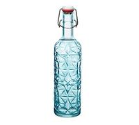 Bormioli Rocco 320269-MQD Oriental Glass Bottle, 1 L, Blue