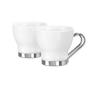 Bormioli Rocco 400891GRU021990 Espresso Opal with Stainless Steel Handle, Set of 4, Glass, White